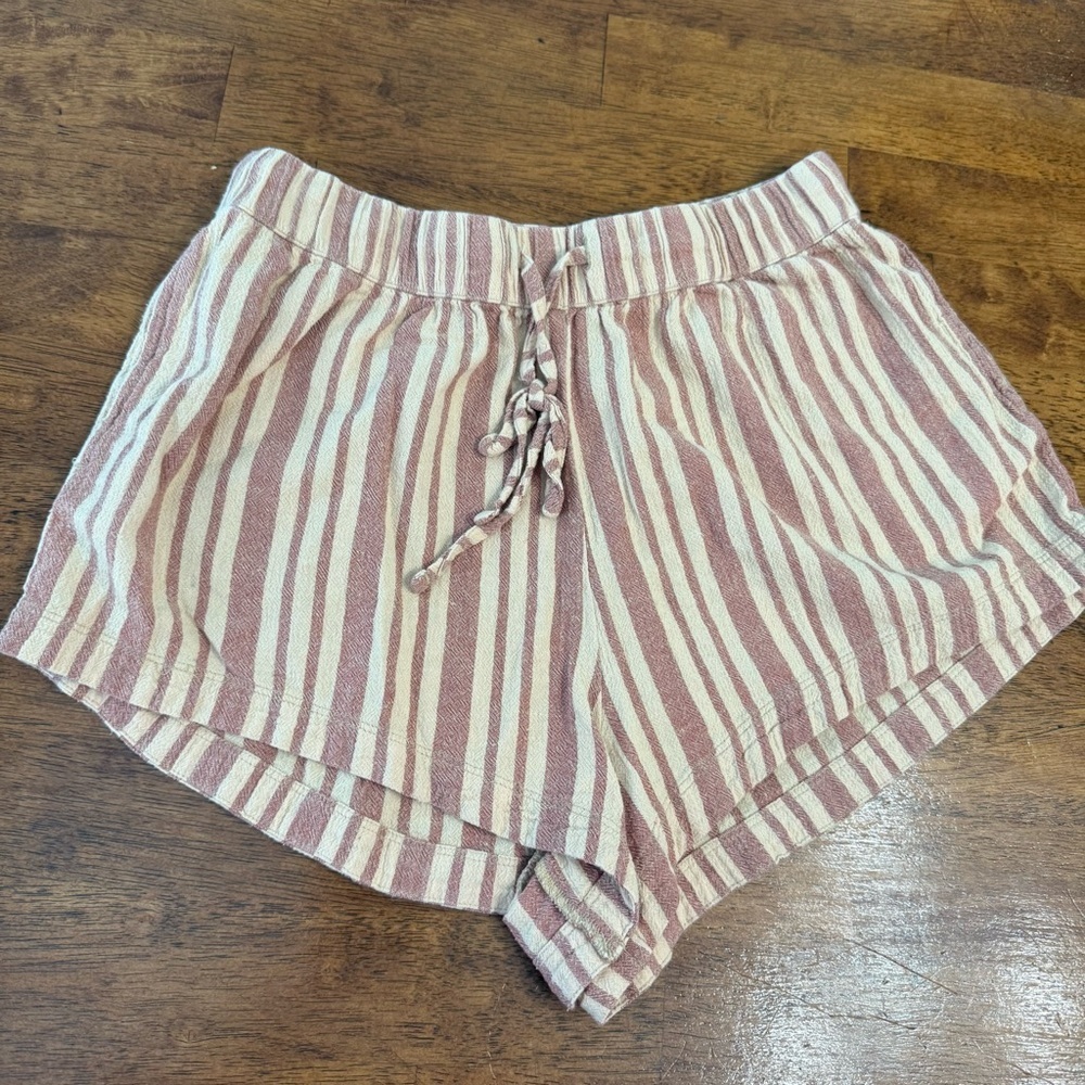 Known Supply Striped tan brown Women's Shorts size medium 100% organic cotton